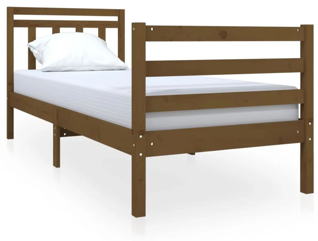 3100617 vidaXL Cadru de pat Small Single 2FT6 maro miere, 75x190 cm lemn masiv