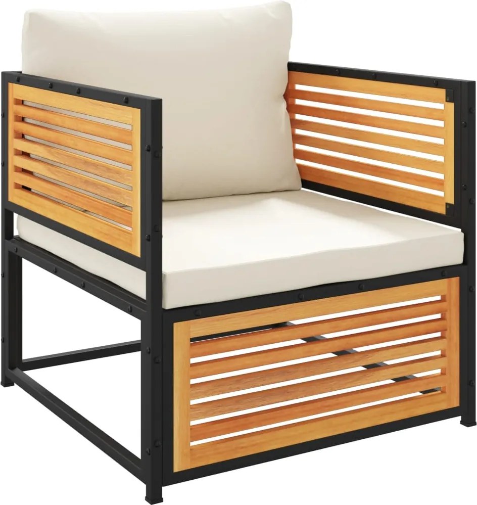 vidaXL Scaun de grădină cu perne, lemn masiv de acacia