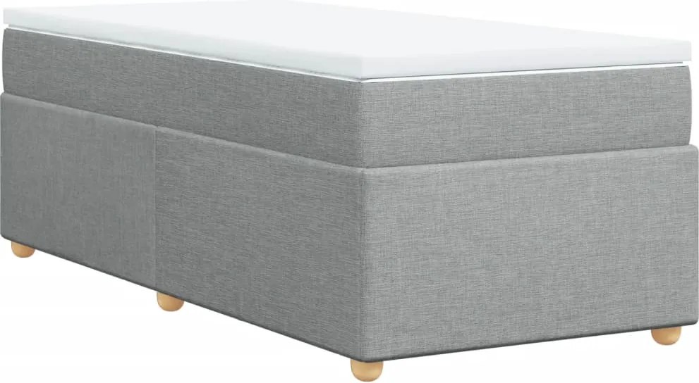 vidaXL Pat box spring cu saltea, gri deschis, 100x200 cm, textil