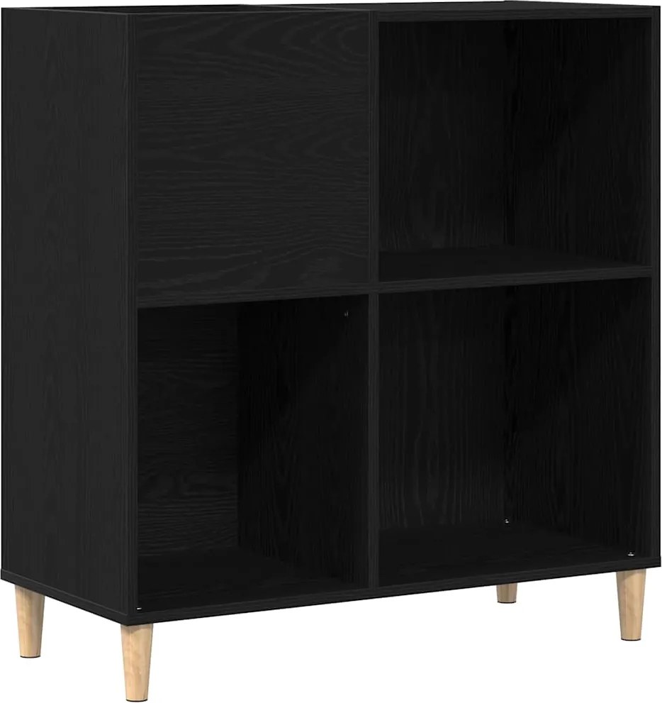 vidaXL Dulap pentru discuri de vinil Stejar Negru 84,5 x 38 x 89 cm