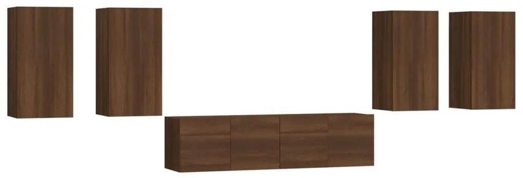 3120265 vidaXL Set dulapuri TV, 6 piese, stejar maro, lemn prelucrat