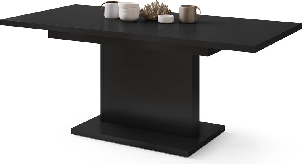 Mazzoni ASTON MINI Negru Mat - MĂSUȚĂ DE CAFEA MODERNĂ EXTENSIBILĂ REGLABILĂ PE ÎNĂLȚIME MASĂ TRANSFORMABILĂ