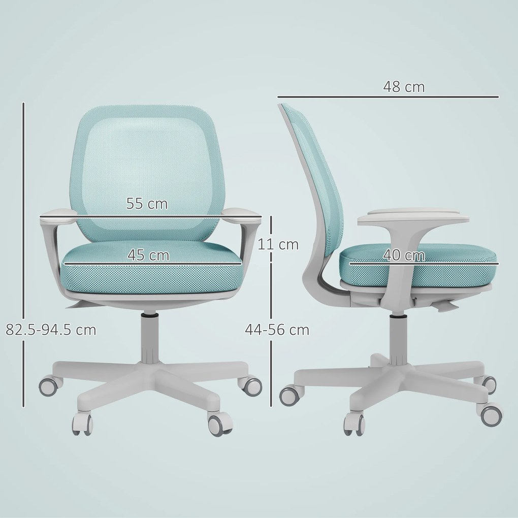 Vinsetto Scaun de Birou Ergonomic, Reglabil pe Înălțime și Respirabil, Verde | Aosom Romania