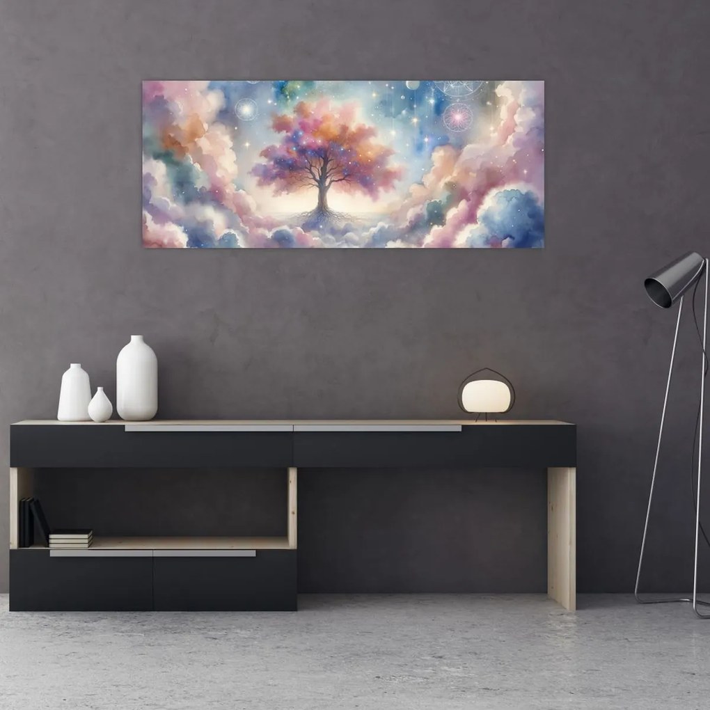 Tablou – Arborele vieții printre nori (120x50 cm)