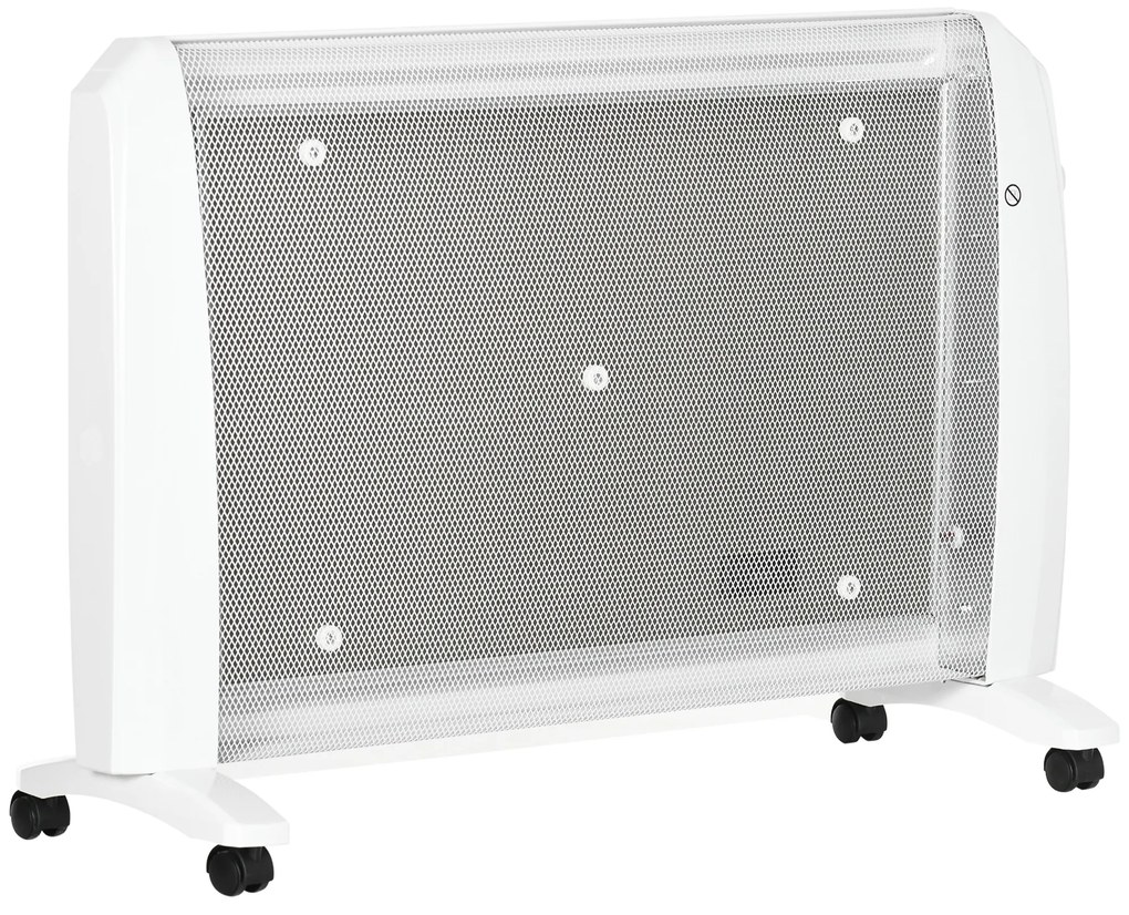HOMCOM Încălzitor Electric 1000W/2000W Radiator din Mica cu 2 Niveluri de Putere pentru 15-20m² 79x27x54 cm Alb | Aosom Romania