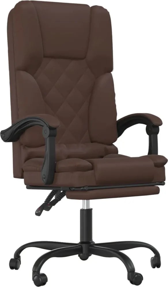 vidaXL Fotoliu de birou rabatabil cu masaj, maro, piele ecologică