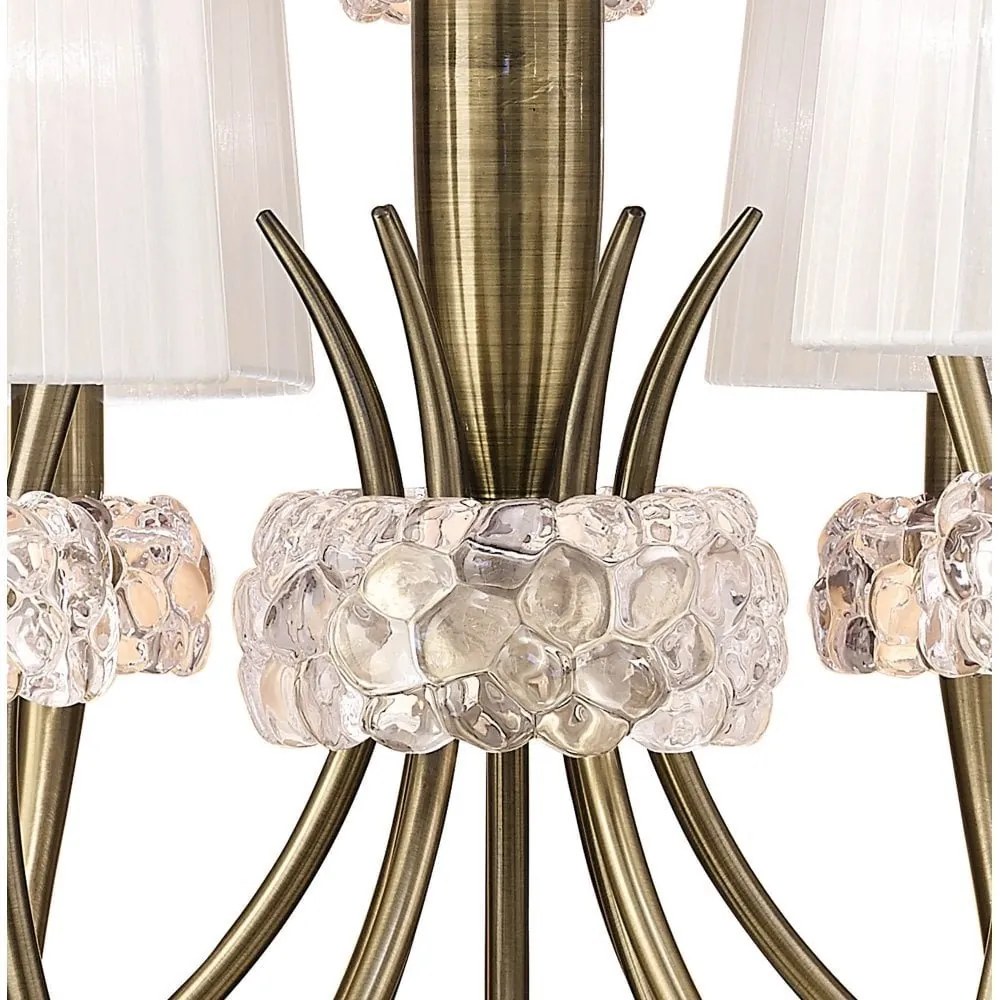 Candelabru clasic cu 9 brate LOEWE antique brass/ abajur alb