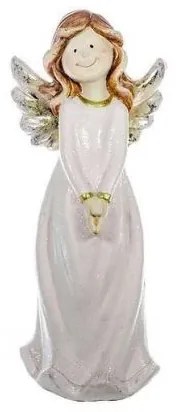 Decoratiune Craciun, ceramica, inger cu aripi, 19x45 cm