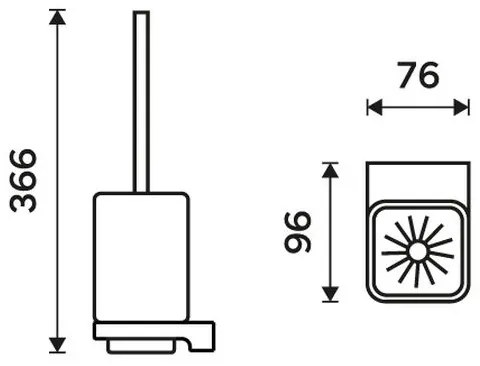 Perie de toaletă de perete NIMCO MAC 29094CN-90 MAYA sticlă mată/negru mat