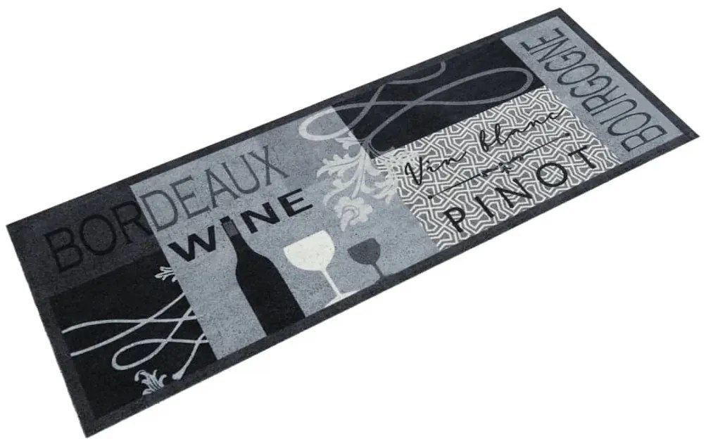 vidaXL Covor de bucătărie lavabil Wine, gri, 45x150 cm, catifea