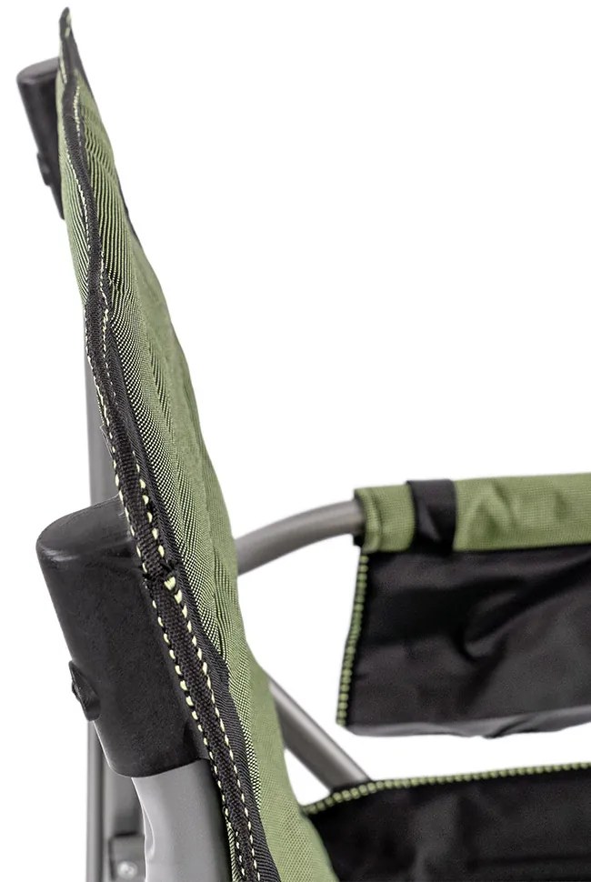 Scaun de pescuit Leziter Comfort Plus cu cotieră și suport pentru pahare verde