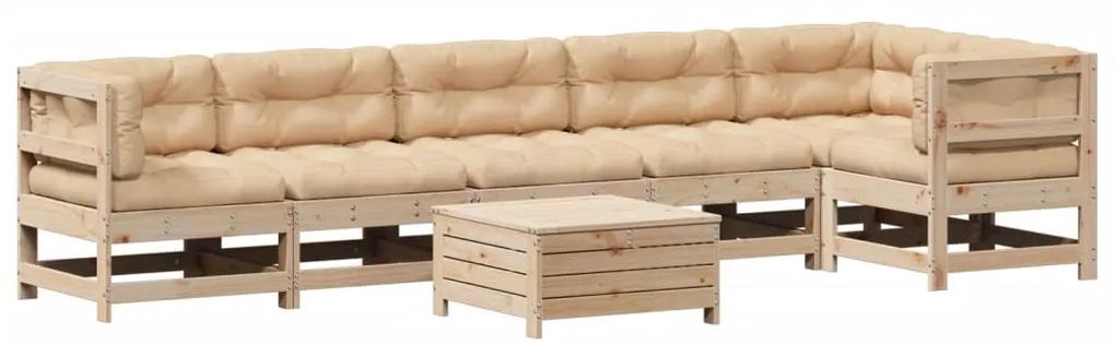 3250868 vidaXL Set mobilier de grădină cu perne, 7 piese, lemn masiv de pin