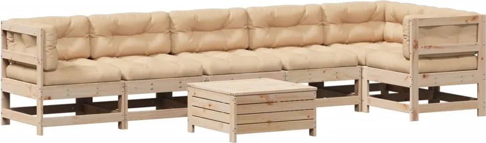 vidaXL Set mobilier de grădină cu perne, 7 piese, lemn masiv de pin