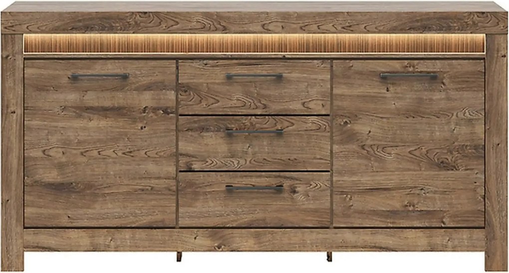 Comoda TORIN, stejar, PAL laminat, cu iluminare LED, 180x45x83 cm
