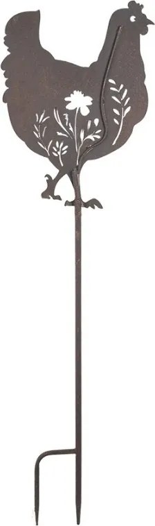 Decor de grădină din metal, model găină, 32x2x113 cm
