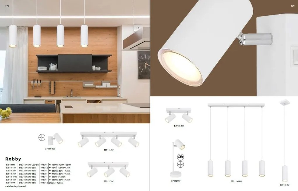 Aplica de perete / tavan cu 2 spoturi directionabile design modern ROBBY alb
