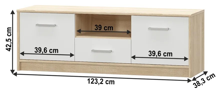 Măsuță TV TEYO 2D1S, albă