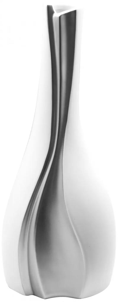 Vaza Gardo, ceramica, argintiu alb, 14x10x33 cm