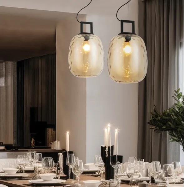 Lustră suspendată pe cablu LUCY 1xE27/40W/230V bej fumuriu