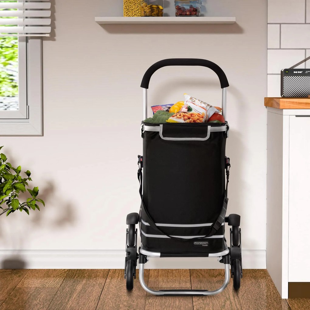 Deuba Coș de cumpărături cu roți - negru