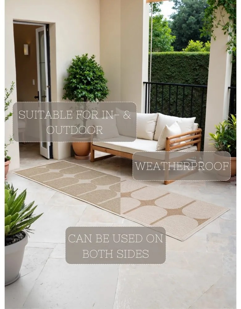 Covor tip traversă pentru interior și exterior bej/fildeș 80x250 cm Duet Bowen – NORTHRUGS