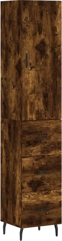 vidaXL Dulap înalt, stejar fumuriu, 34,5x34x180 cm, lemn prelucrat