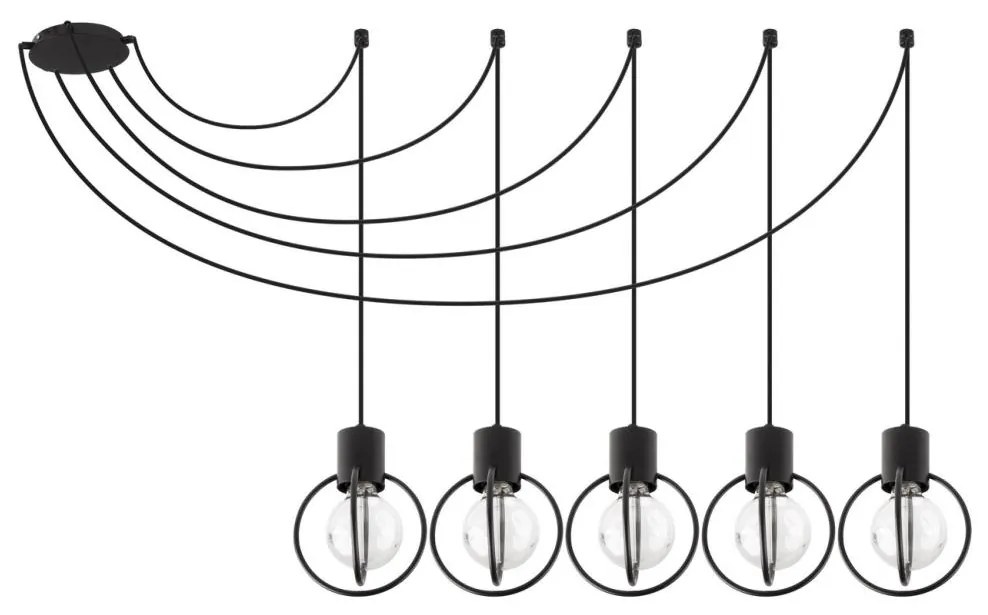 Lustră pe cablu AURA 5xE27/60W/230V negru