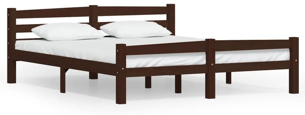 322086 vidaXL Cadru de pat, maro închis, 160x200 cm, lemn masiv de pin