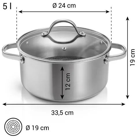 Oală cu capac Tescoma SteelCRAFT 24 cm, 5 l