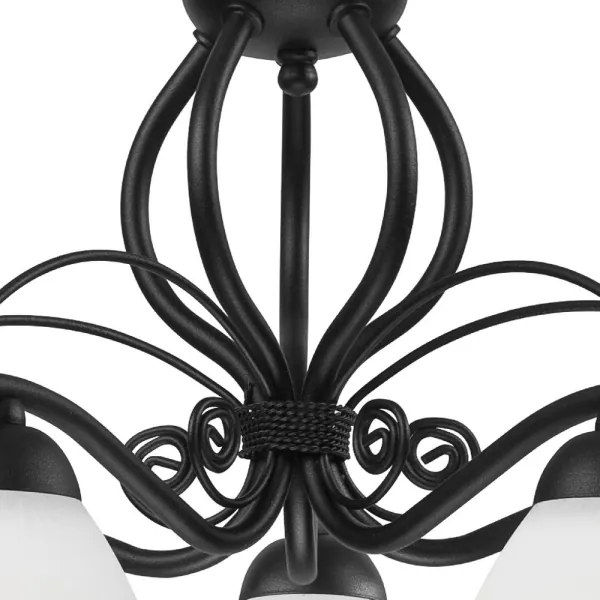 Candelabru RETRO II pe lanț, 5xE27/60W/230V, negru mat