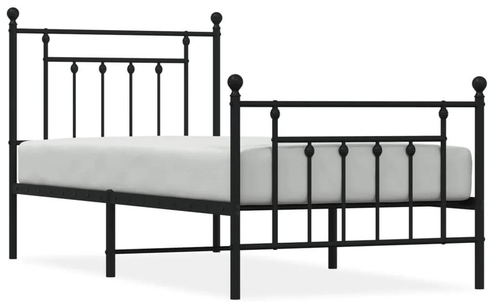 353546 vidaXL Cadru pat metalic cu tăblii de cap/picioare, negru, 80x200 cm