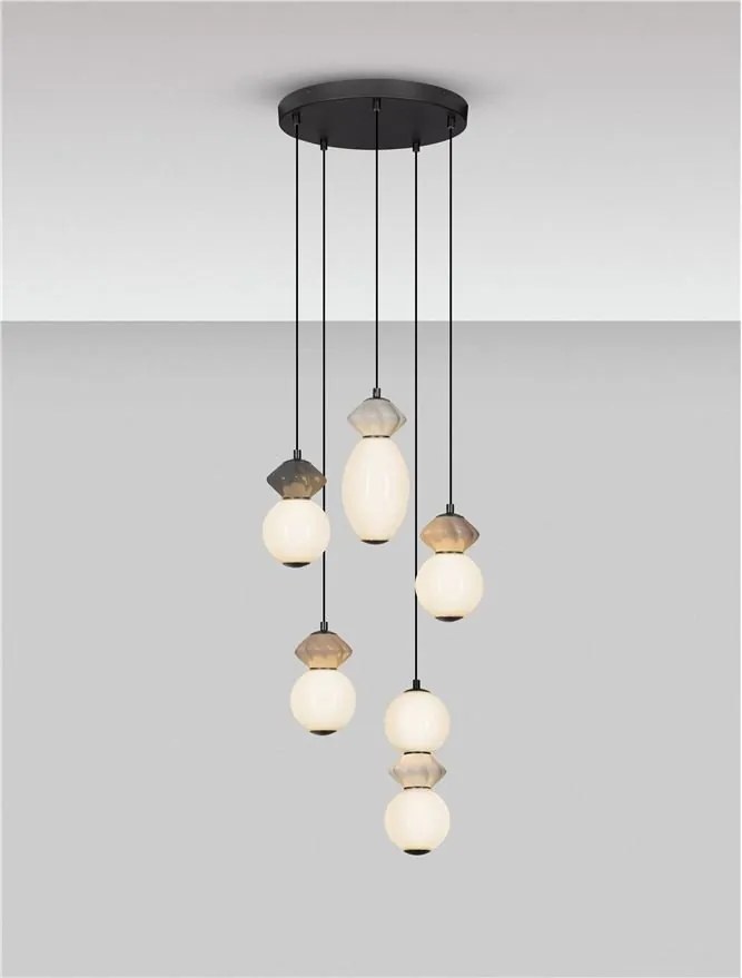 Lustra LED suspendata decorativa ceramica mocha, gri, alb, PALLINA 5L