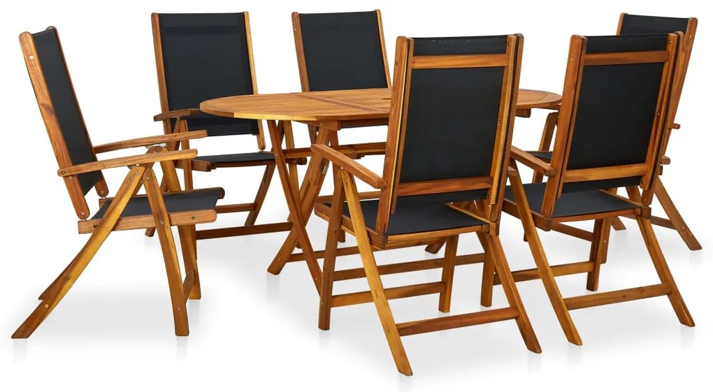 vidaXL Set mobilier de exterior, 7 piese, lemn masiv de acacia