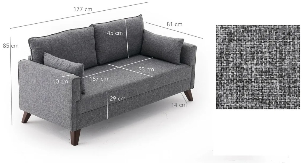 Canapea Bella 2 Grey