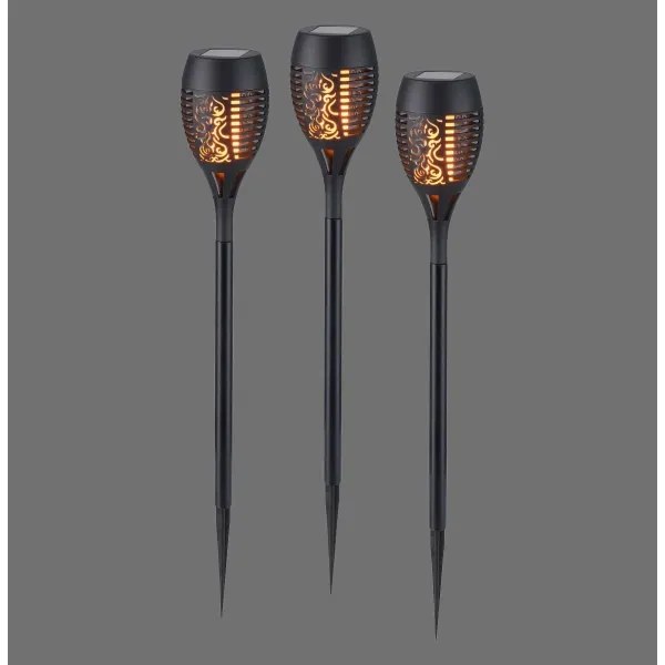 JUST LIGHT. 19106-18-3 - Set 3x LED lampă solară FACKEL LED/0,24W/1,2V negru
