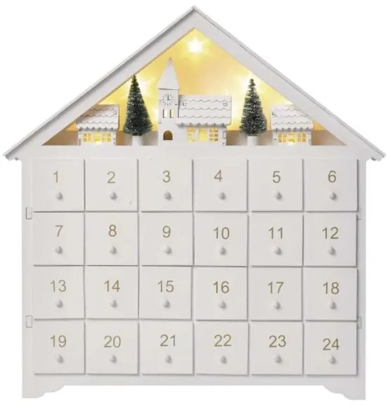 Calendar LED de Advent 8xLED/2xAA alb