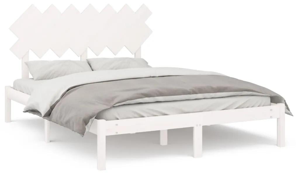Cadru de pat, alb, 140x200 cm, lemn masiv Alb, 140 x 200 cm