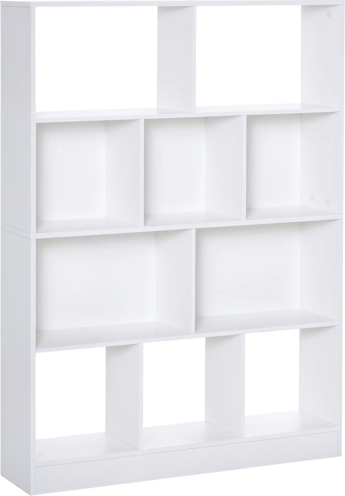 HOMCOM Bibliotecă raft Mobilier de Depozitare 5 nișe + 5 rafturi Panouri Particule Alb | Aosom Romania