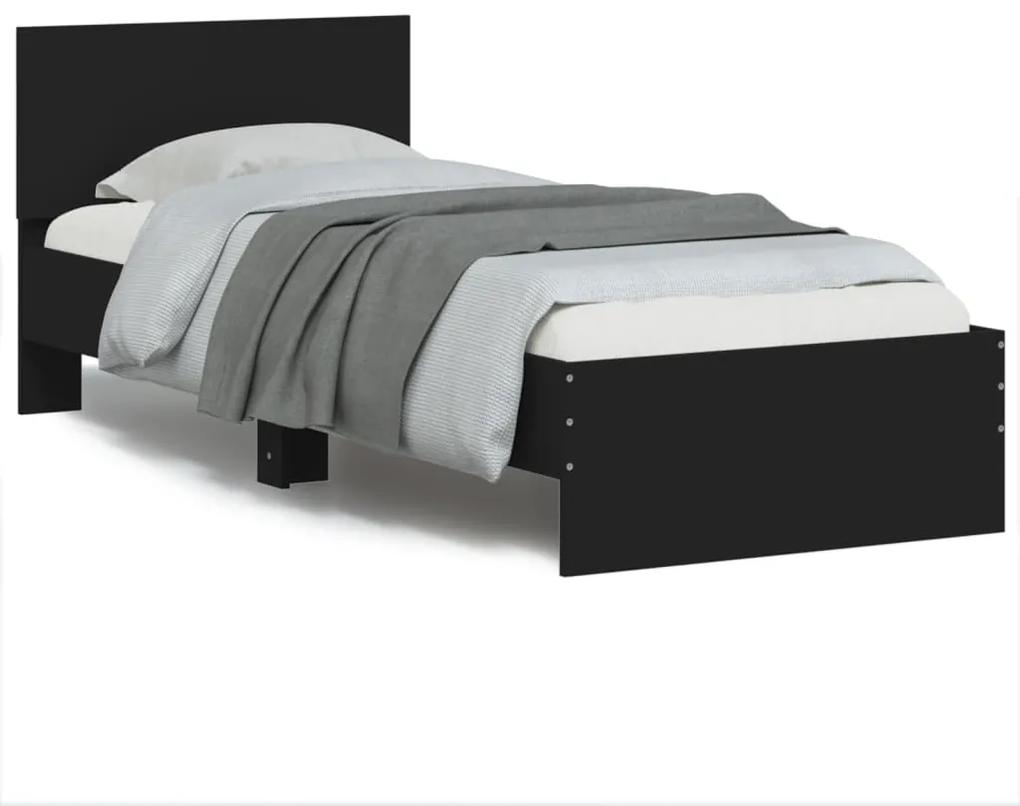 838625 vidaXL Cadru de pat cu tăblie, negru, 90x200 cm, lemn prelucrat