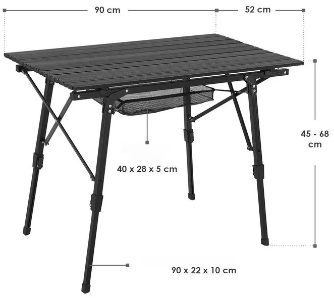 Juskys Masa de camping pliabilă Picco - negru