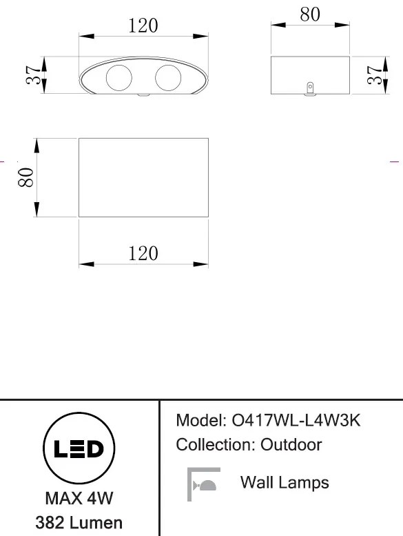 Aplica de perete exterior cu iluminat arhitectural IP54 LED Strato alb