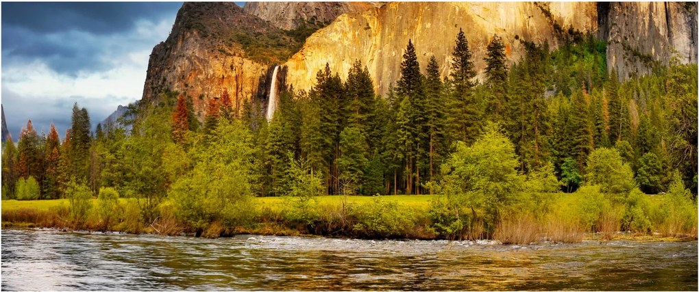 Tablou - Stânci lăngă lac (120x50 cm)