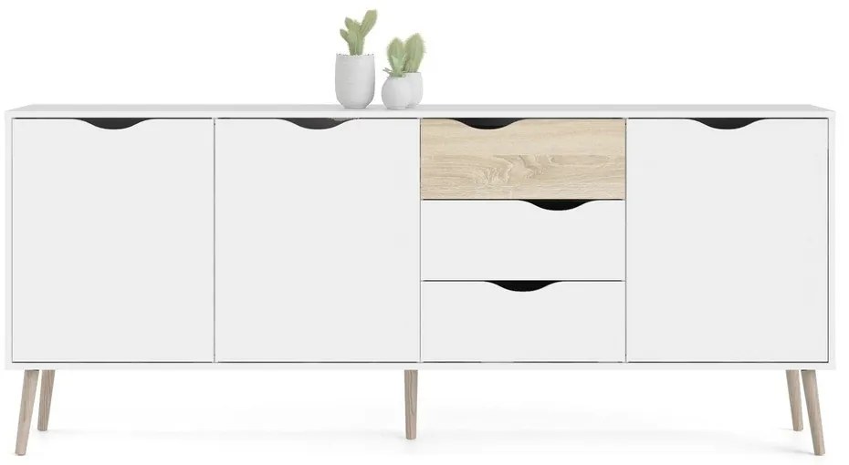 Comodă albă 196x82x39 cm Oslo – Tvilum