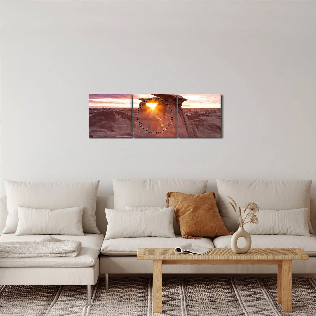 Tablou - Apus de soare în deșert (cu ceas) (90x30 cm)