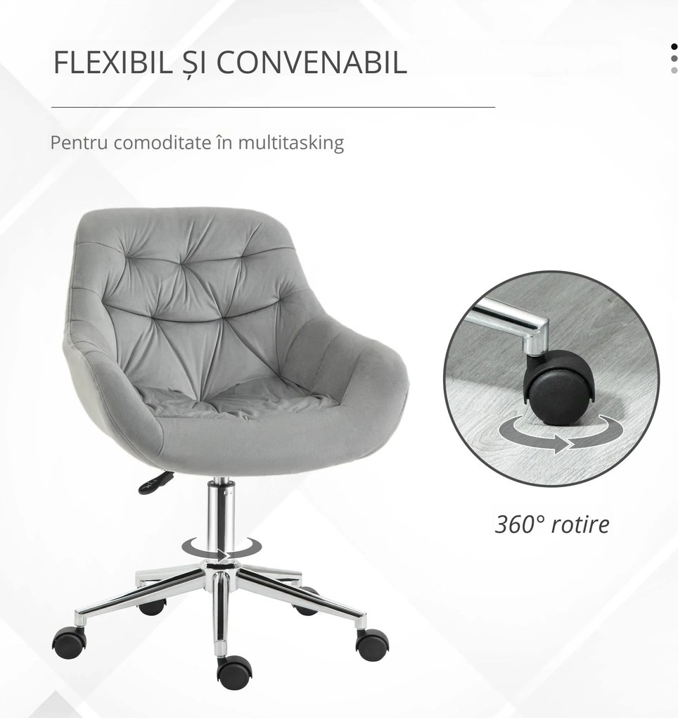 Vinsetto scaun ergonomic de birou, 59x58x80-90 cm, gri | Aosom Romania