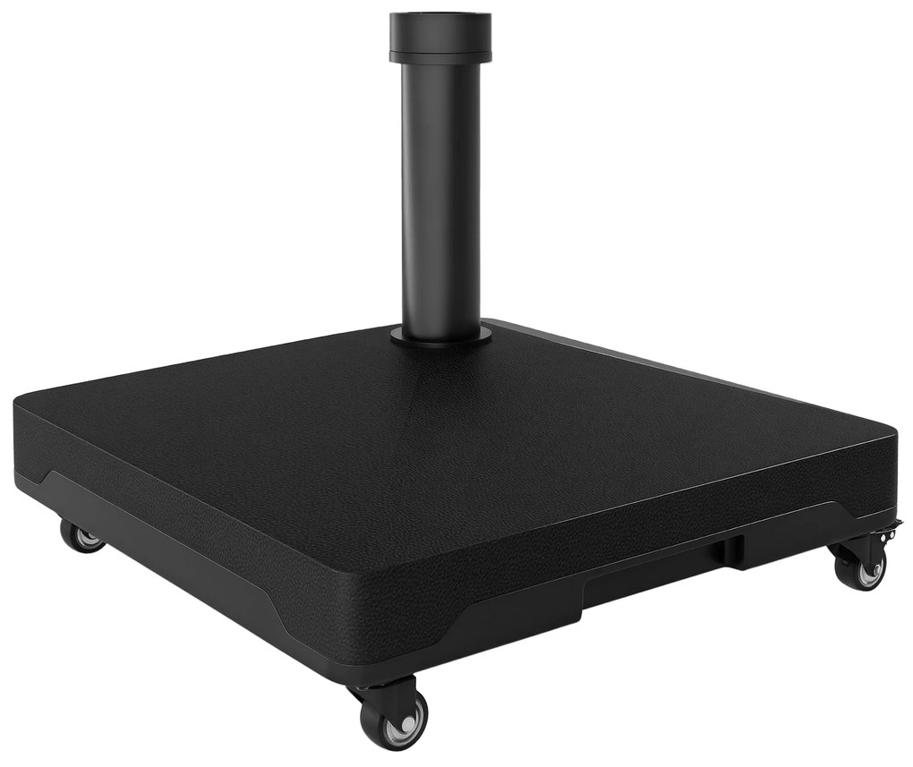 Outsunny Bază pentru Umbrelă cu Roți, 2 Frane și Mâner Încorporat, 45x45x40 cm, Negru | Aosom Romania