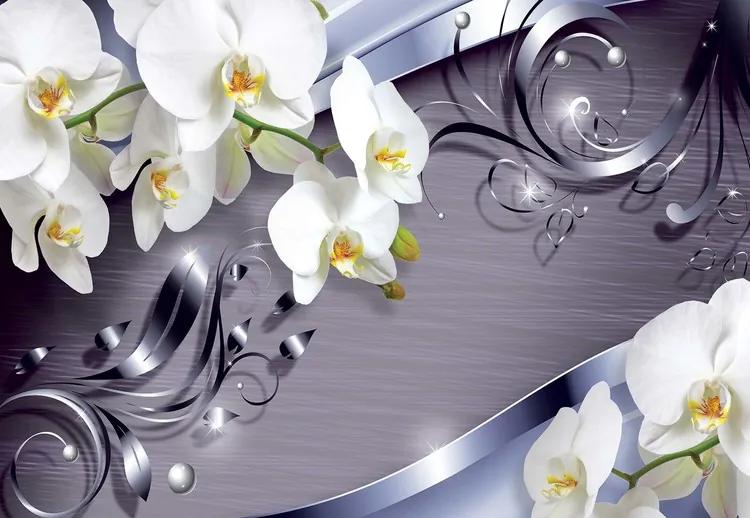 Luxury Ornamental Design Orchids Fototapet, (254 x 184 cm)