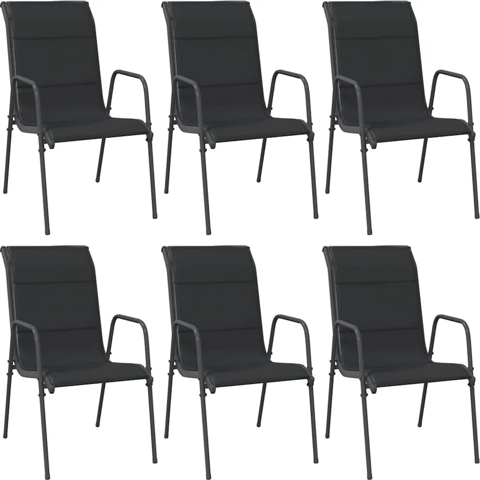 vidaXL Scaune de grădină, 6 buc., negru, oțel și textilenă