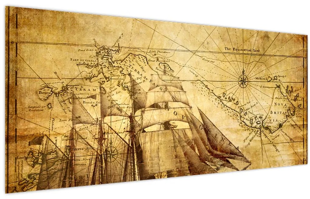 Tablou - Harta veche (120x50 cm)