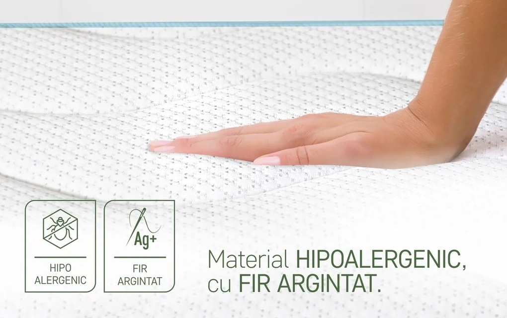 Saltea Argentum Therapy Memory Pocket 7 zone, 90x200 cm, Husa cu ioni de argint, Super Ortopedica, Anatomica